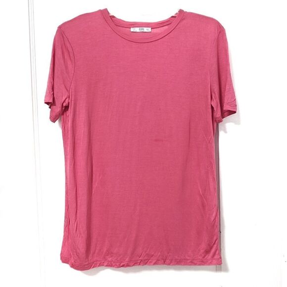 Zara Collection Women's Basic Pink Tee sz L - Picture 1 of 7
